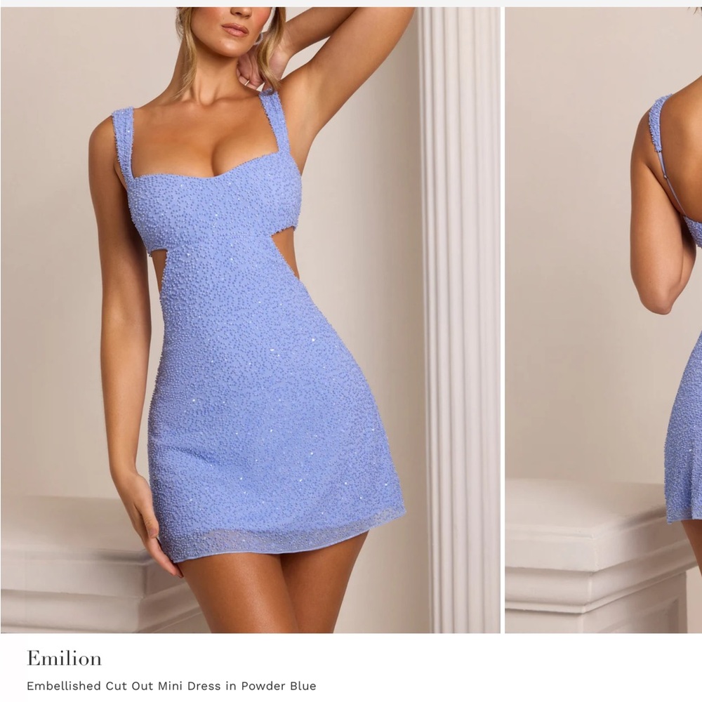 Oh Polly Blue Cut Out Bodycon Mini Homecoming Dress